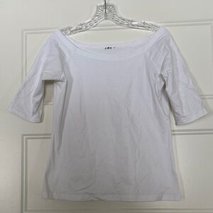 SMX Classic White Short Sleeve Tee Boat Neck Medium